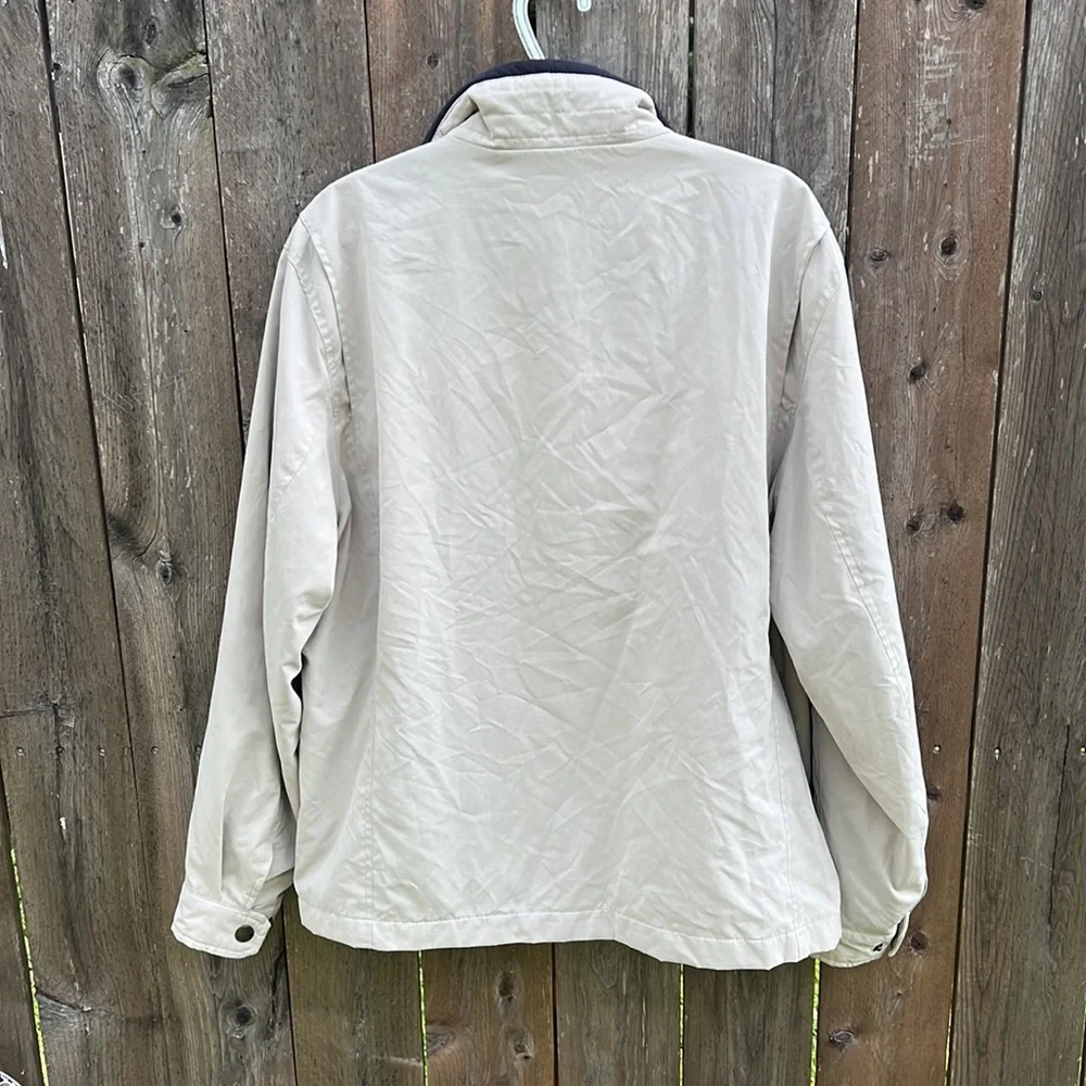 London Fog Beige Litchfield Zip Up Jacket Large Faux Suede Neutral Coat